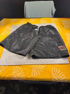 Black Men's Swim/Board Shorts with Neon Logo